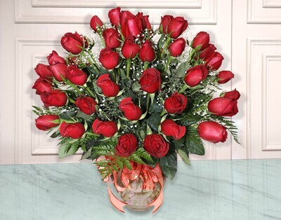 Bouquet de 24 Rosas rojas o col rosa | AMORE