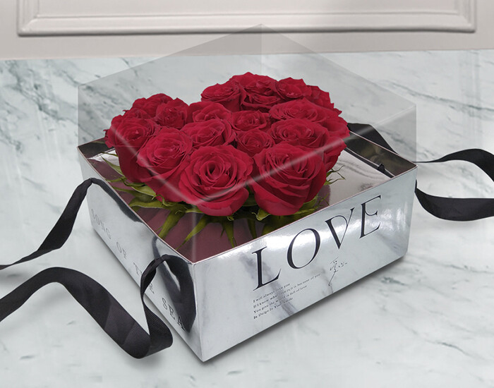 Rosas Rosas Premium en caja cromada | CRAZY LOVELY, Color: Rojo