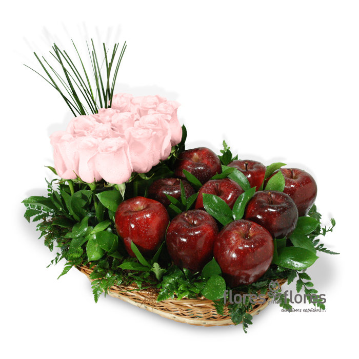 Cesta de Manzanas y Rosas | FRUTOS Cesta de Manzanas y Rosas | FRUTOS
