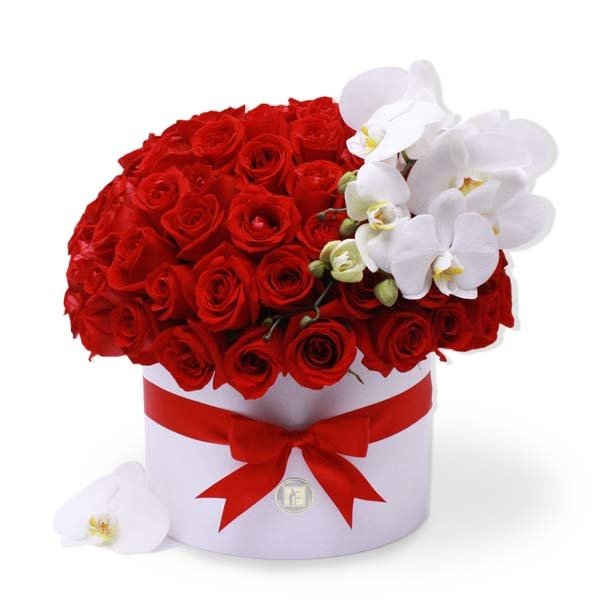 100 Rosas Rojas y Orquídea en caja | ADELE 100 Rosas Rojas y Orquídea en caja | ADELE
