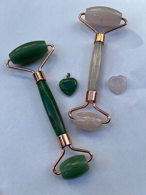 Pink Quartz Roller &amp; Aventurine Quartz Roller