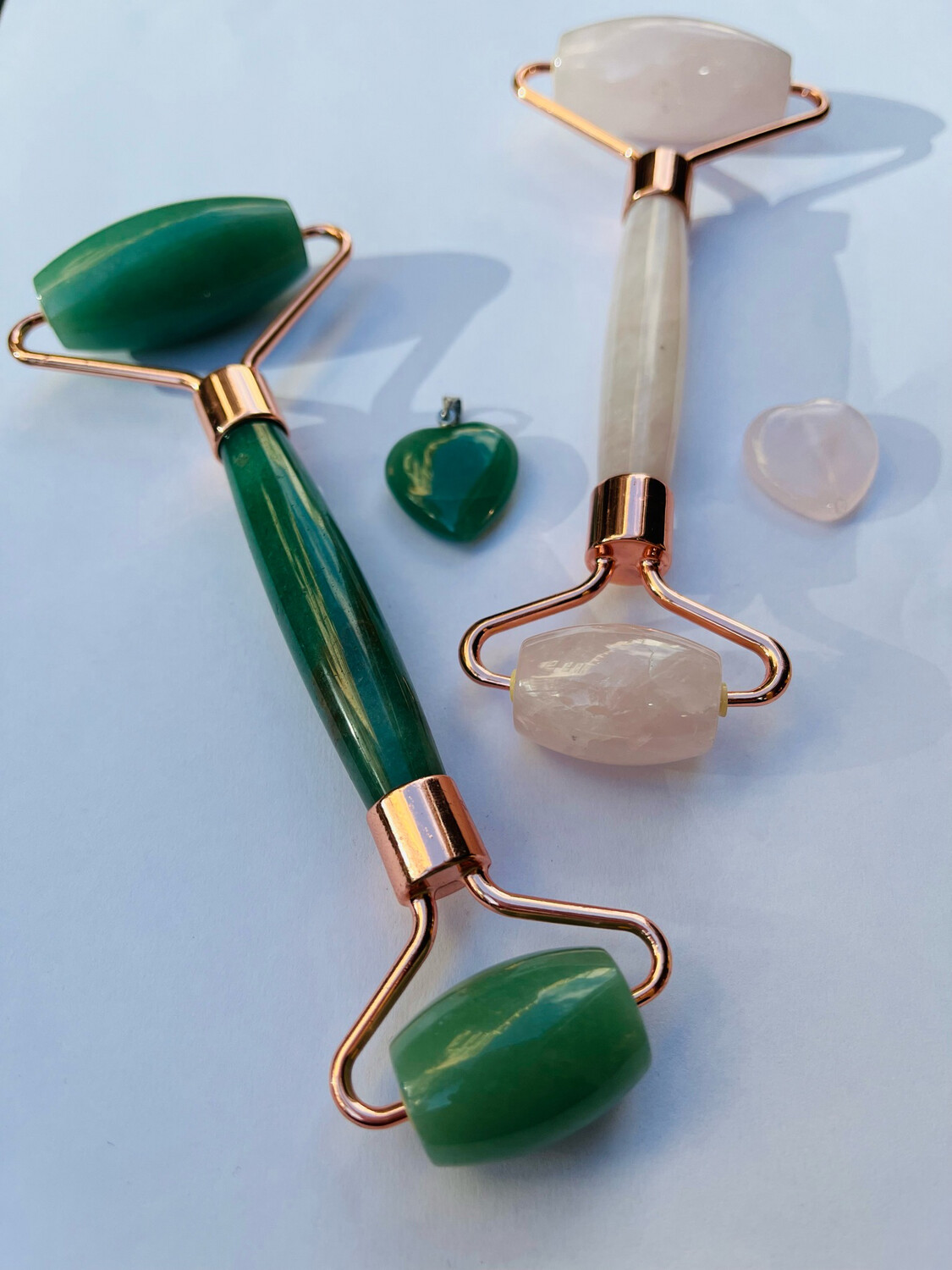 Pink Quartz Roller &amp; Aventurine Quartz Roller