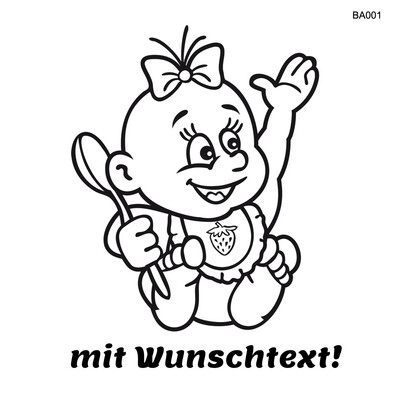 25cm Babyaufkleber mit Ihrem Wunschtext dazu in diverse Farben möglich / Art.: B001