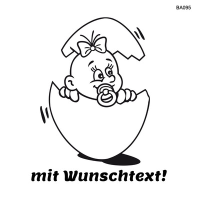 25cm Babyaufkleber mit Ihrem Wunschtext dazu in diverse Farben möglich / Art.: B095