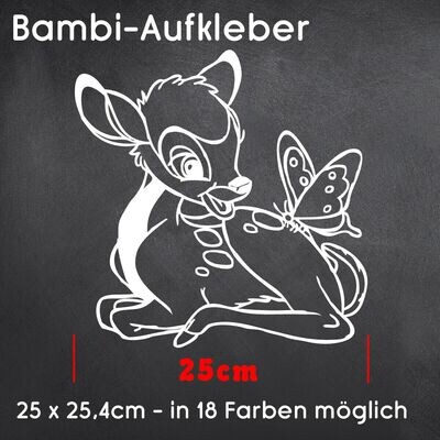 25x25cm Bambi, Tattoo, Autosticker, Aufkleber - in diverse Farben möglich