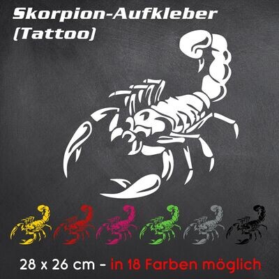 28x26cm Aufkleber Car-Tattoo SKORPION Sticker - diverse Farben möglich