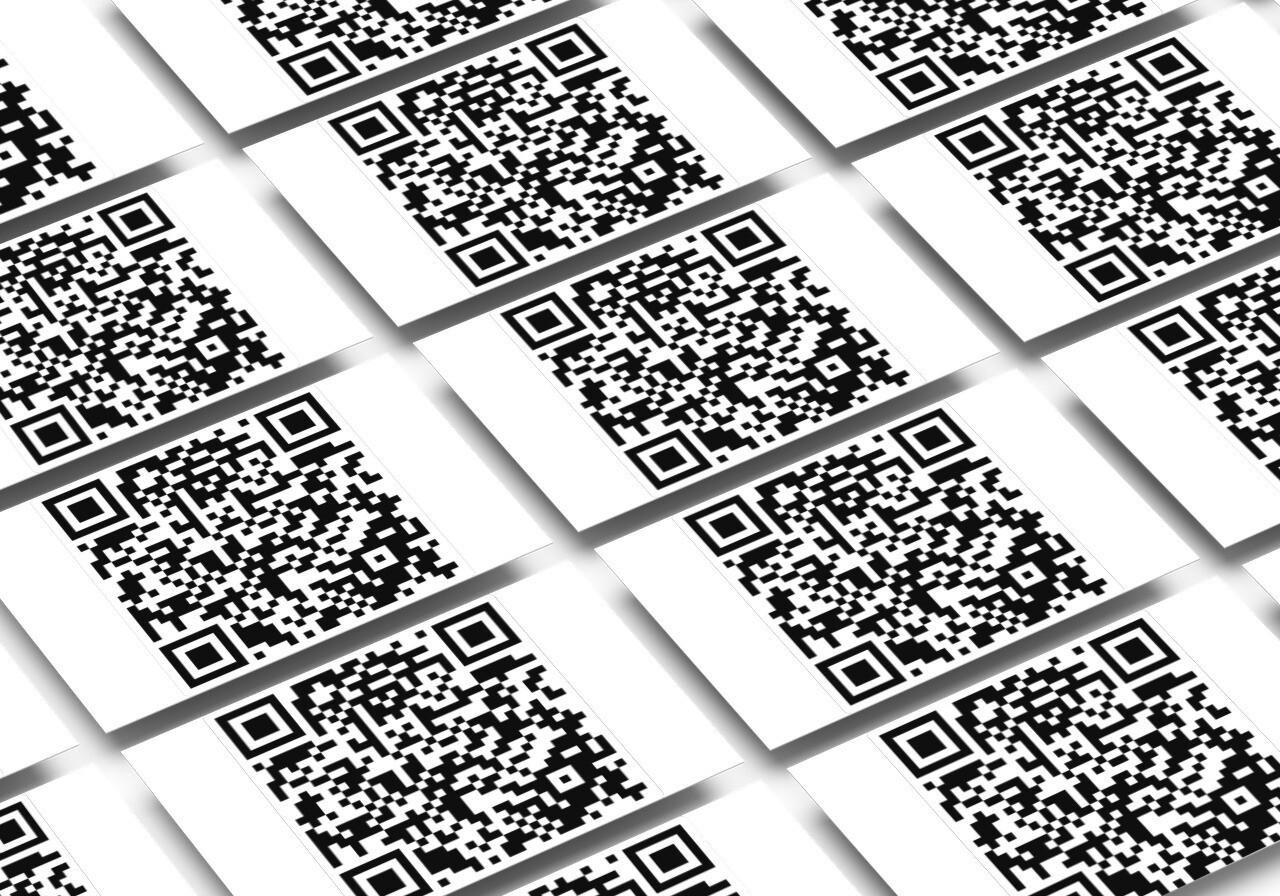 QR-Code Set Aufkleber Sticker Outdoor abgerundet 20 x 20 cm