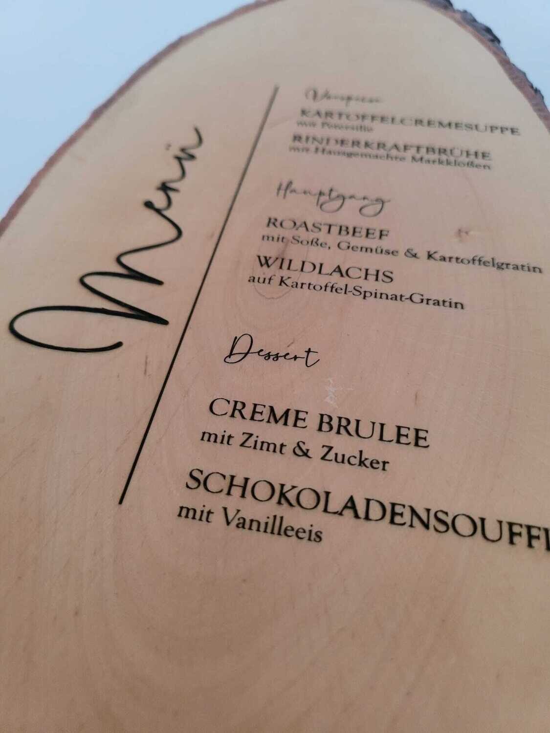 Menükarte aus Holz