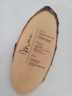 Menükarte aus Holz