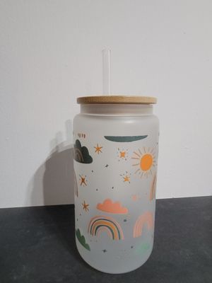 Trinkglas satiniert Motiv Regenbogen Trinkglas Regenbogen motiv satiniert