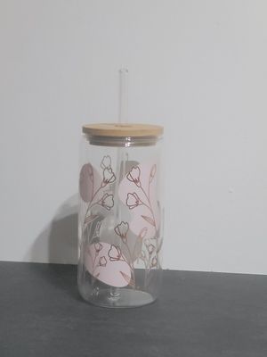 Trinkglas klar Blumenmotiv