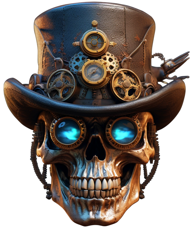 Steam Punk Skull DTF Printed T-Shirt