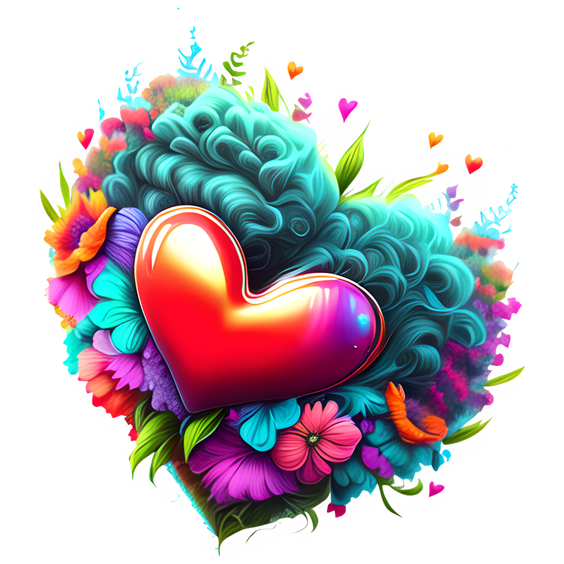 Multi Coloured Heart DTF T-Shirt