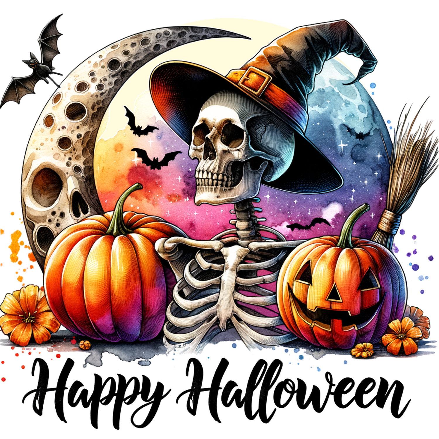 Happy Halloween Skelton 1 - DTF Printed
