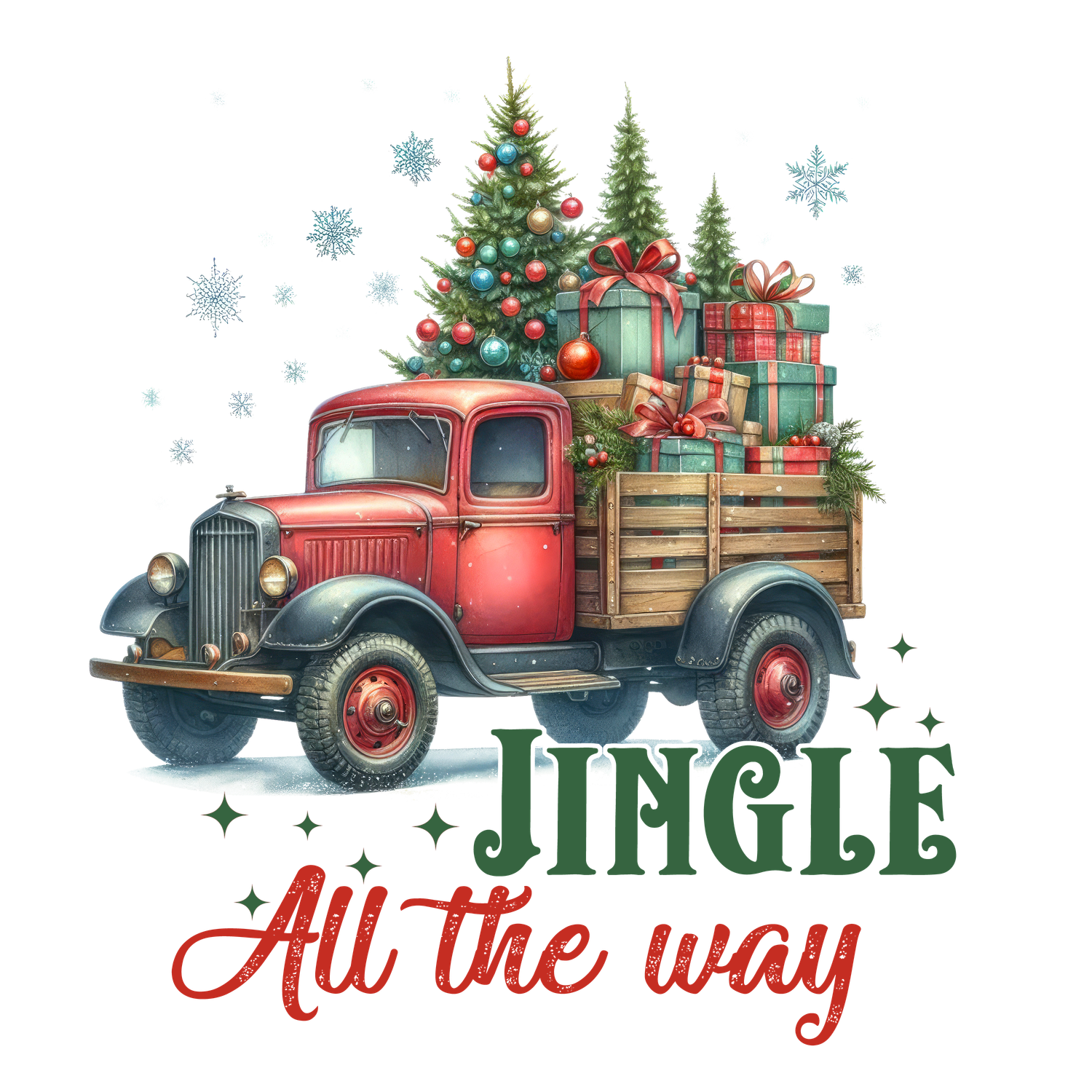 Jingle all the way Christmas DTF Printed T-Shirt