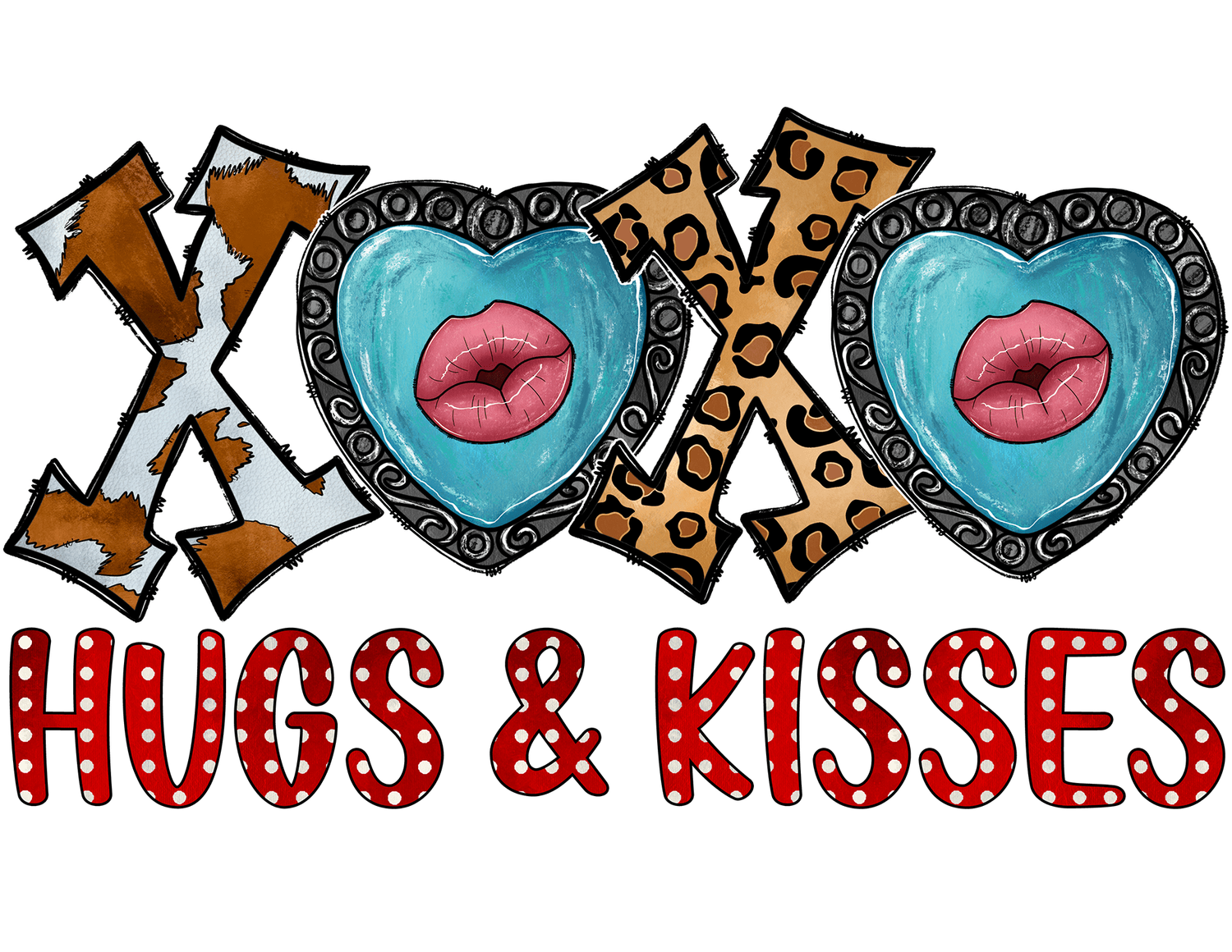 Hug &amp; Kisses Valentiens - DTF  T Shirt