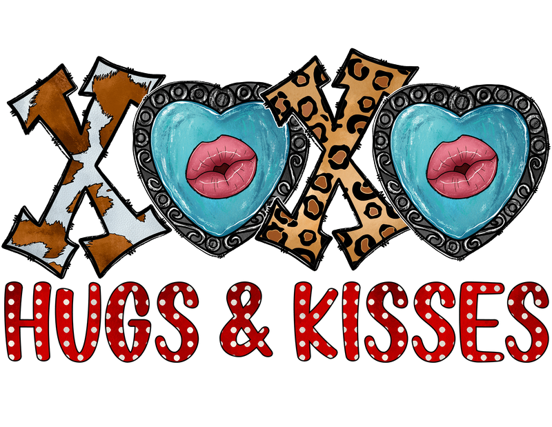 Hug &amp; Kisses Valentiens - DTF  T Shirt