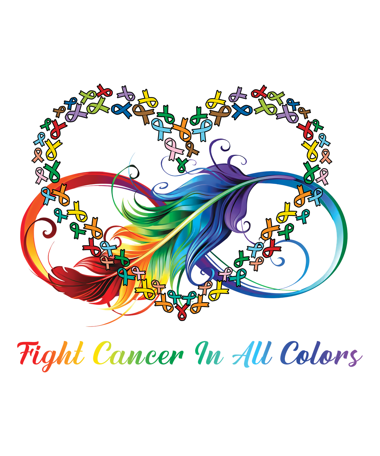Fight Cancer in Every Colour - Heart DTF T Shirt