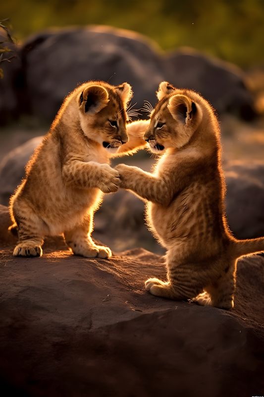 Lion Cubs at Play