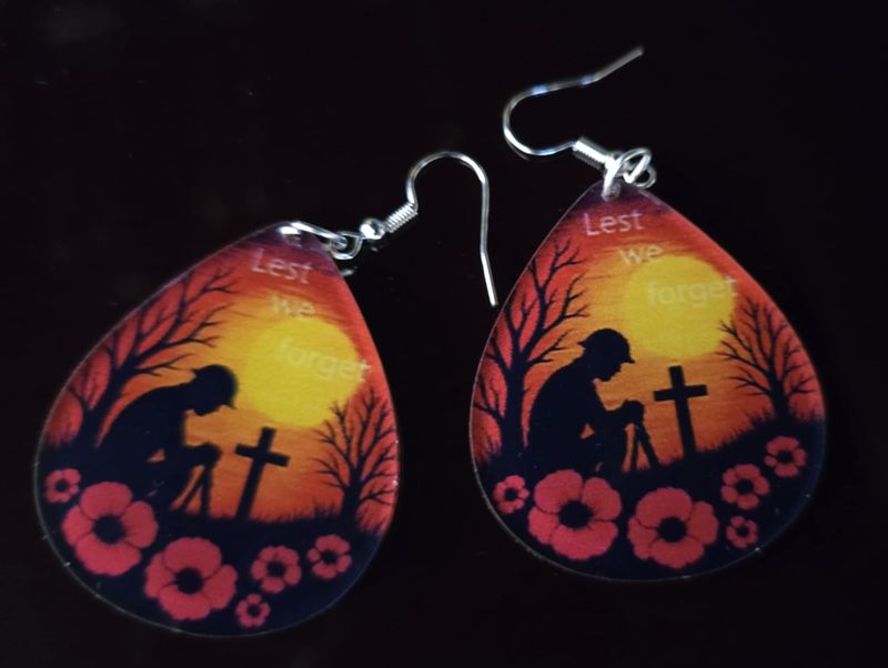Lest We Forget Earrings UV Printed Earrings