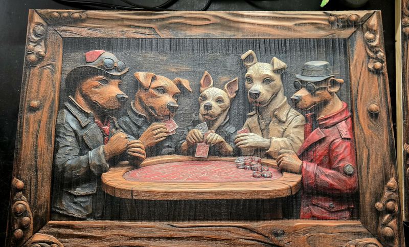 Dogs Playing Poker UV Printed Wood