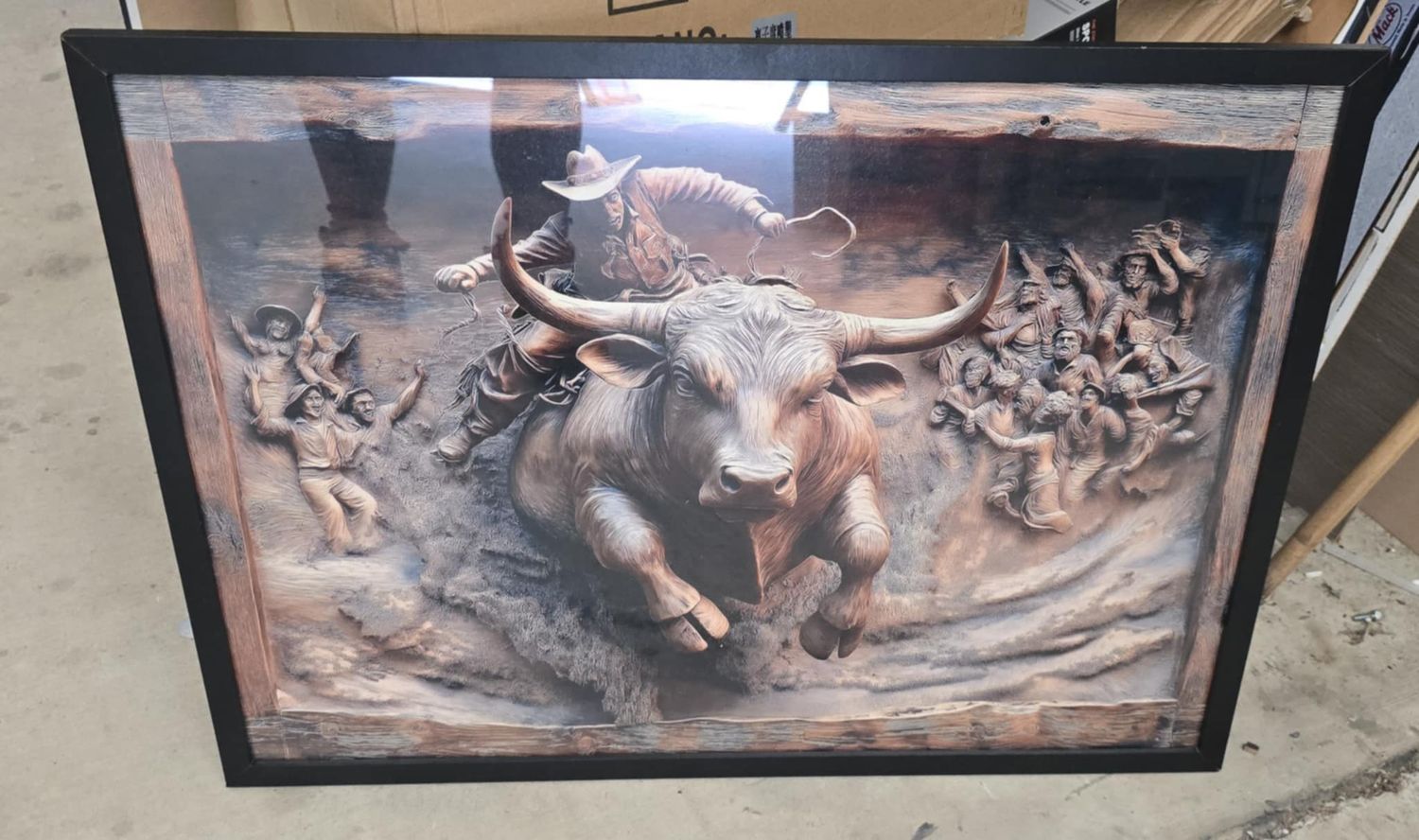 Bull Riding Cowboy  UV Printed Wood