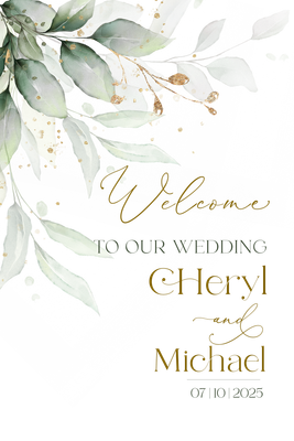 Sage Welcome To Our Wedding Sign UV - Printed