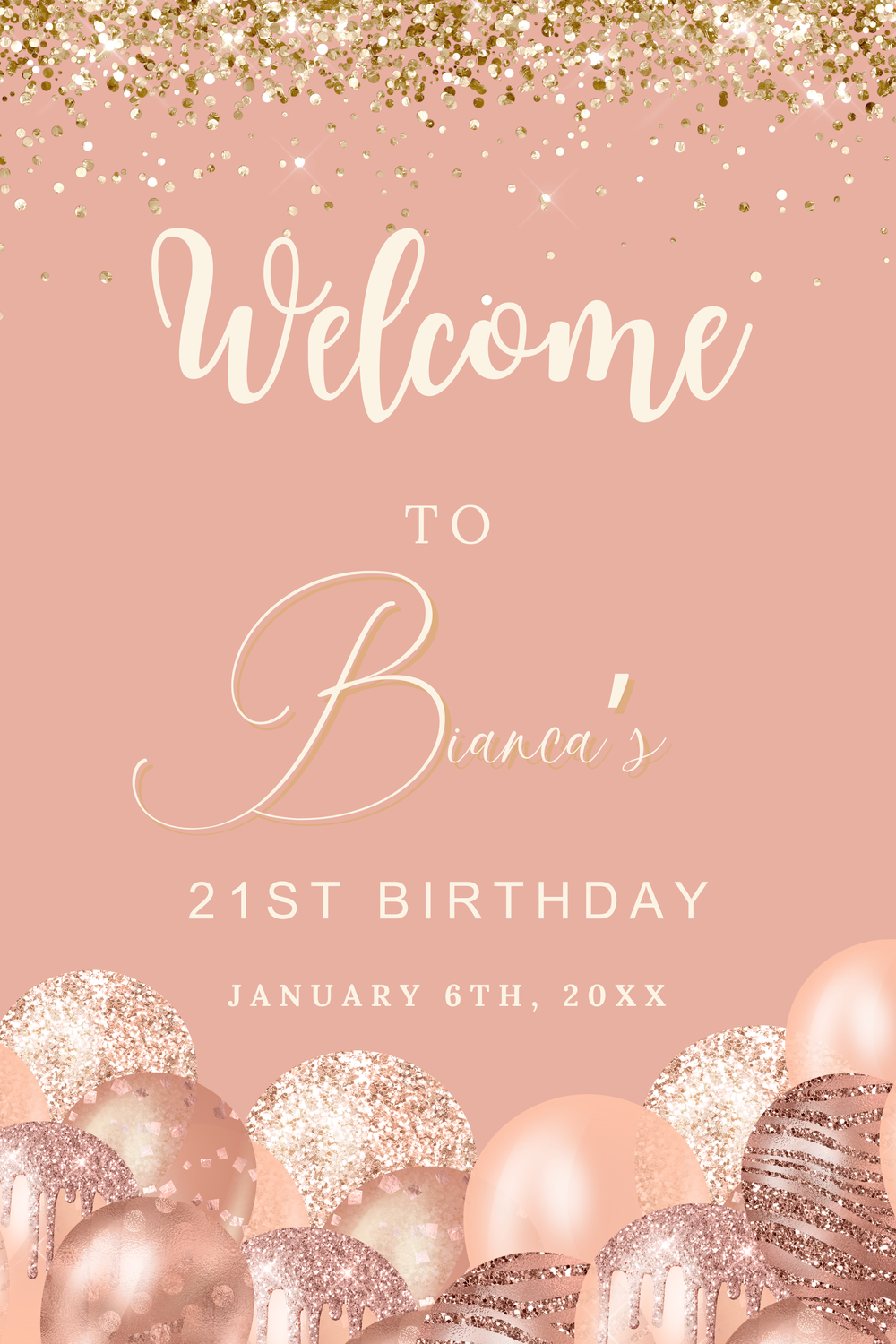 Blush Birthday UV Printed Welcome Sign