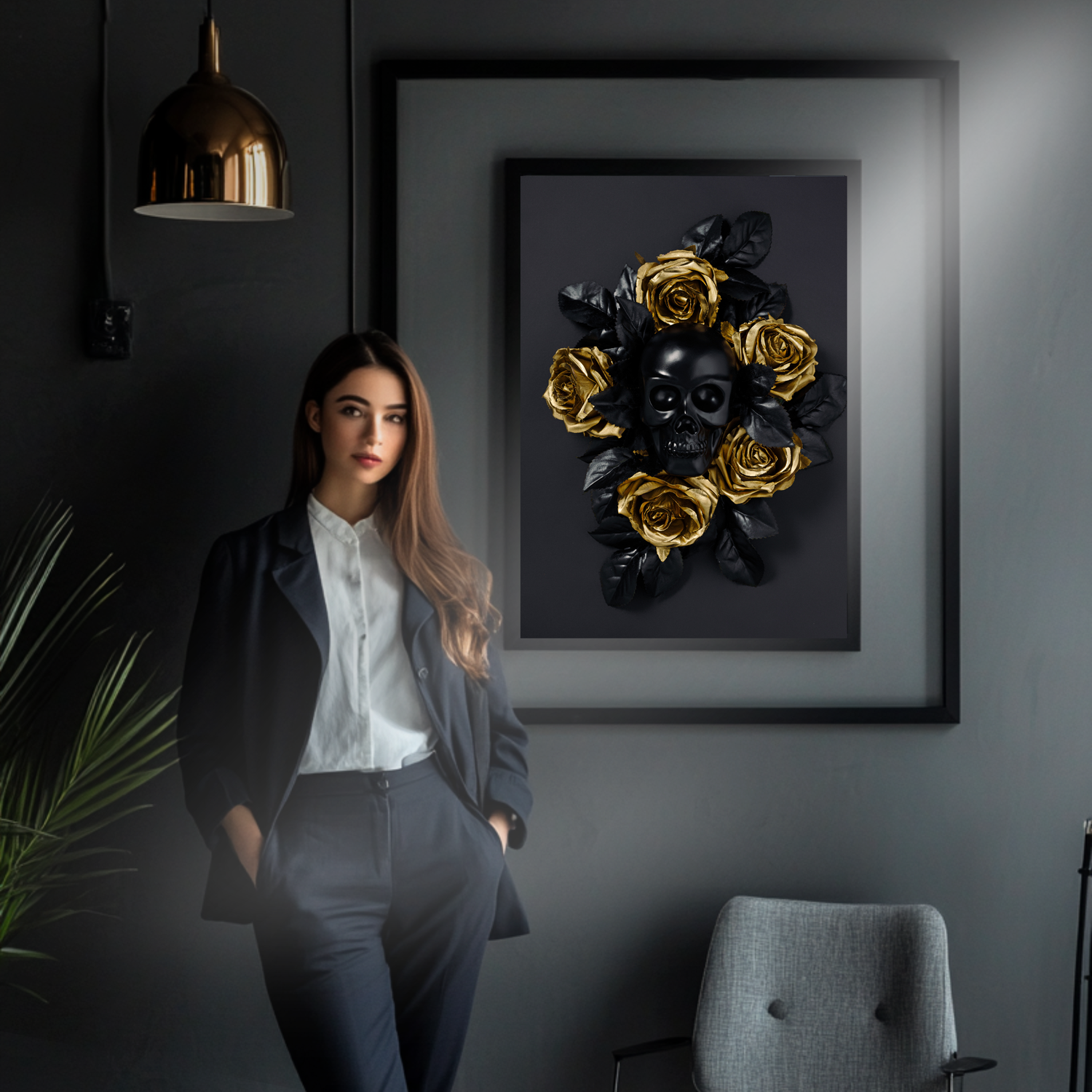 Black &amp; Gold Roses UV Prints