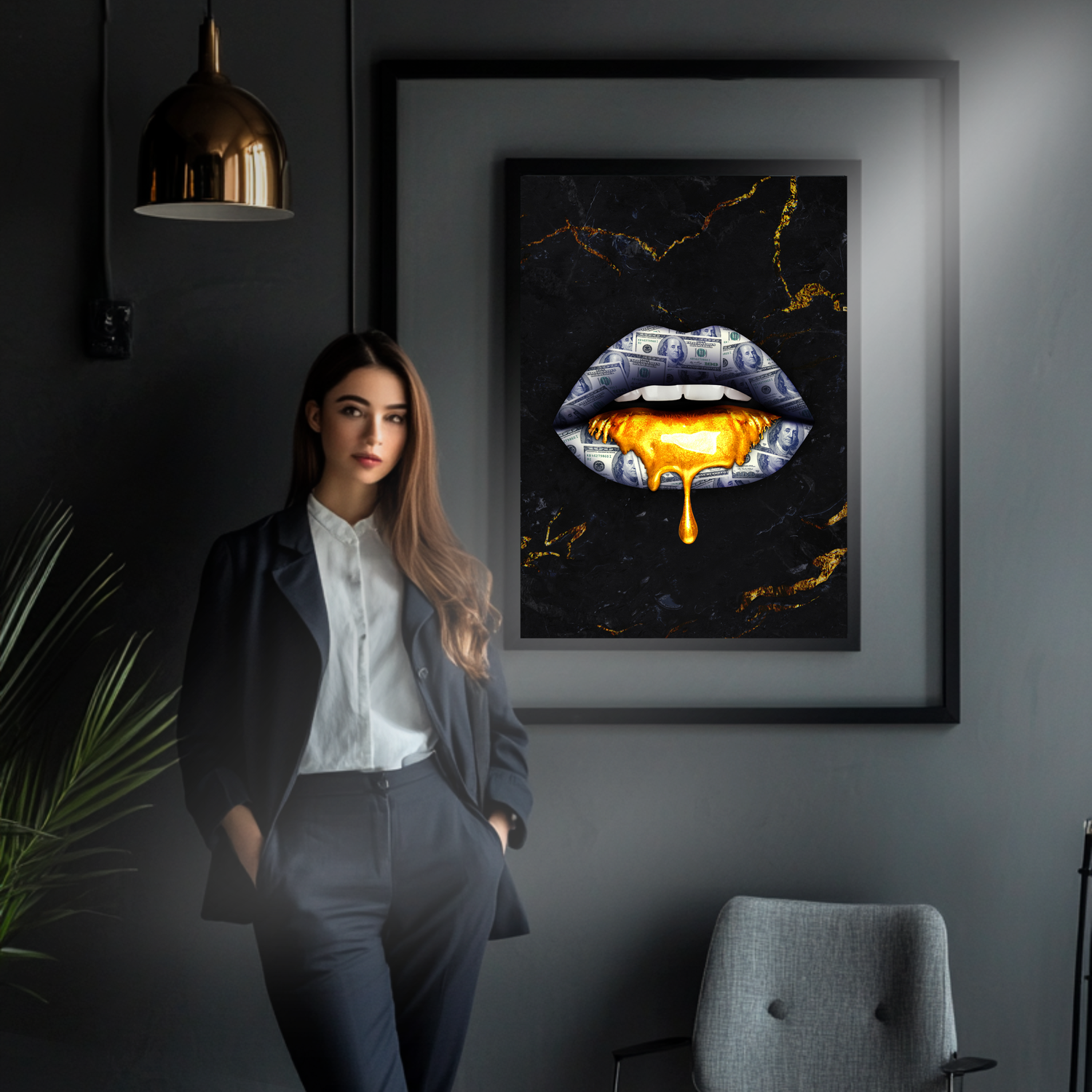 Golden Lips UV Print