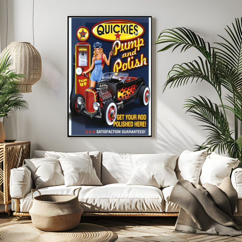 Good Old sign from the 60&#39;s - Pump &amp; Polish UV Wood Print