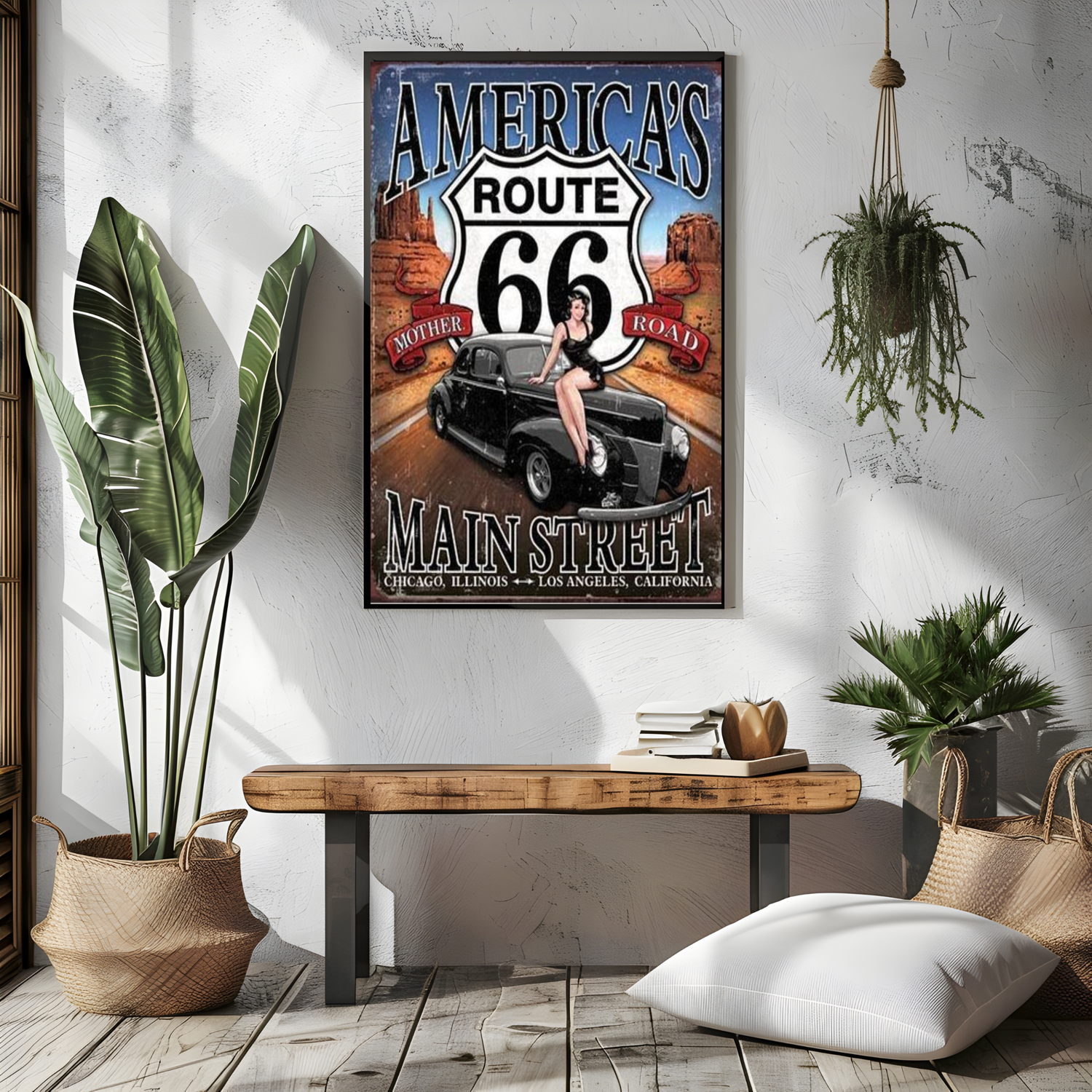 Route 66 - America&#39;s Another Road Wood UV Print