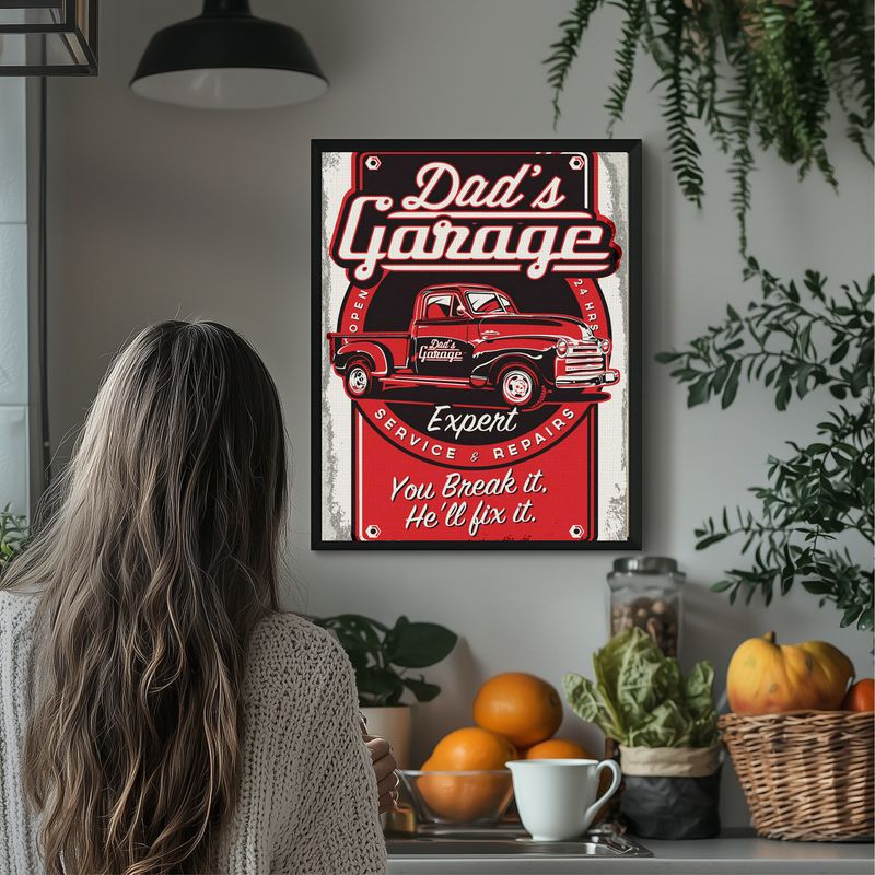 Dad&#39;s Garage - You Break He&#39;ll fix it UV Wood Print