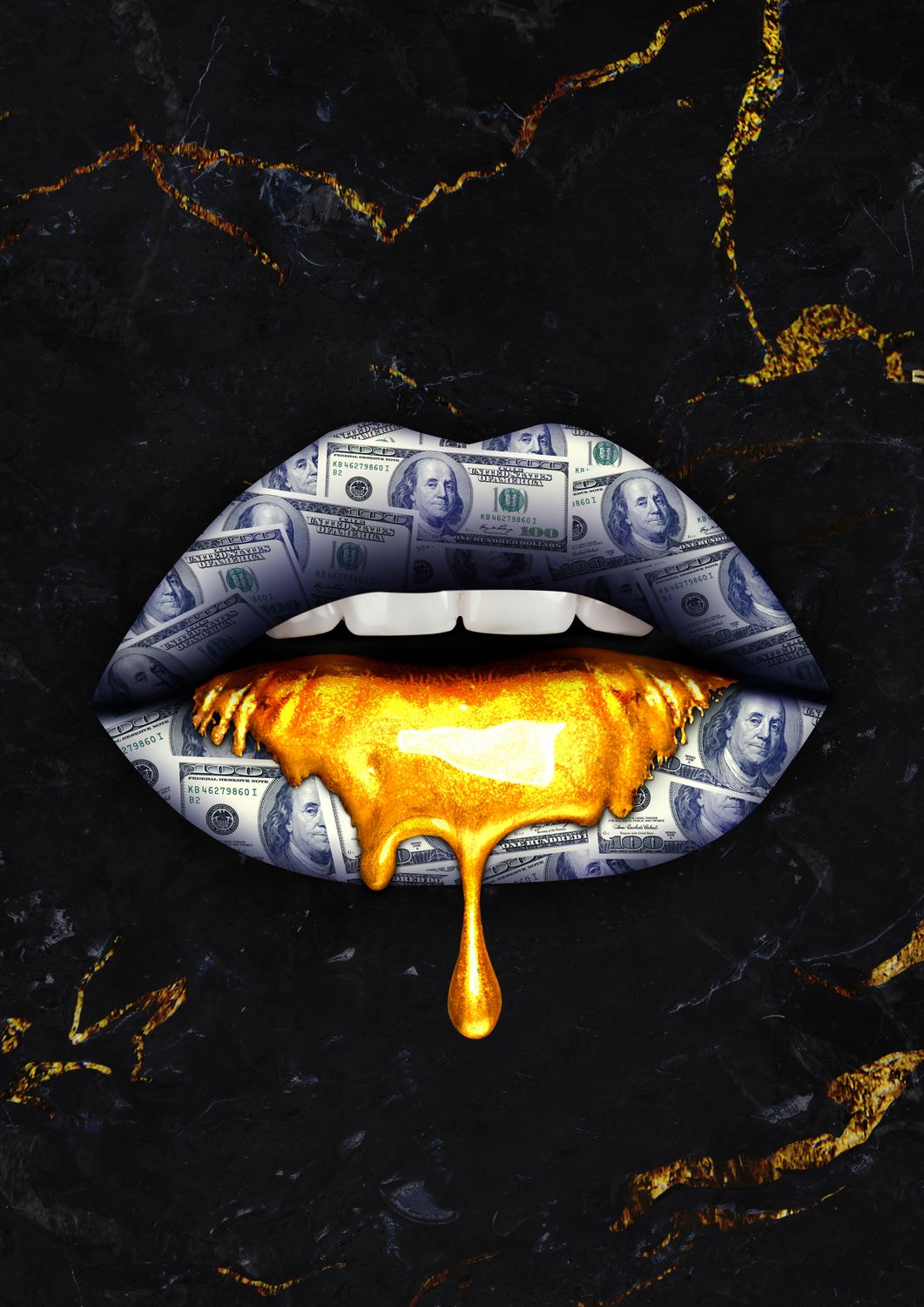 Golden Lips UV Print