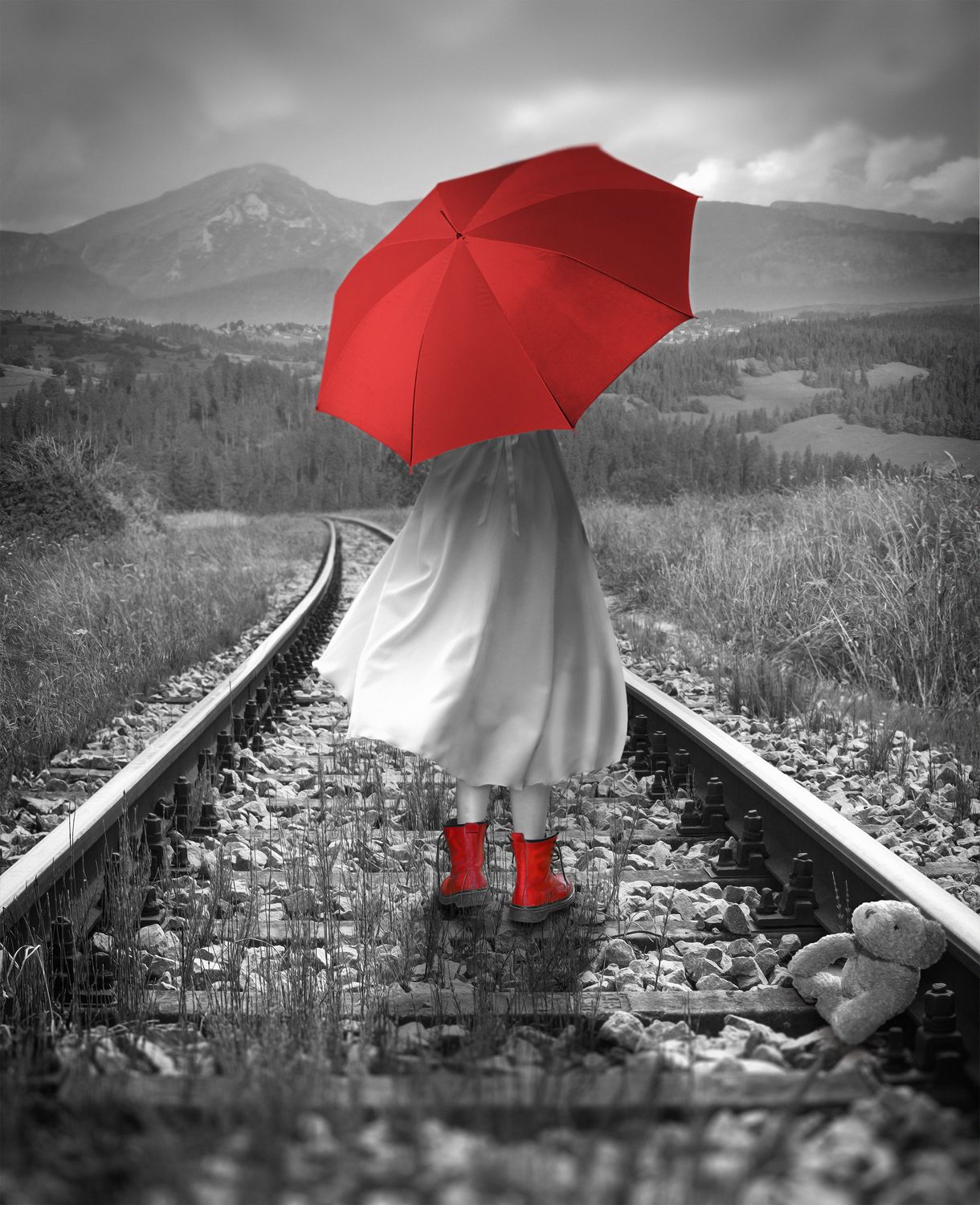 Girl On A Train Track UV Print