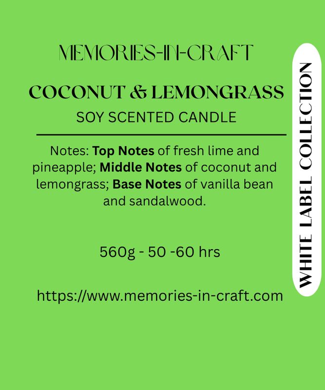 Cocnut &amp; Lemongrass Candle - White Label