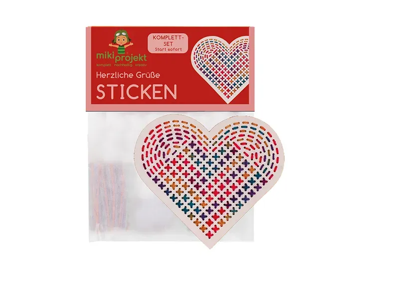 Bastelset Sticken "herzliche Grüße"