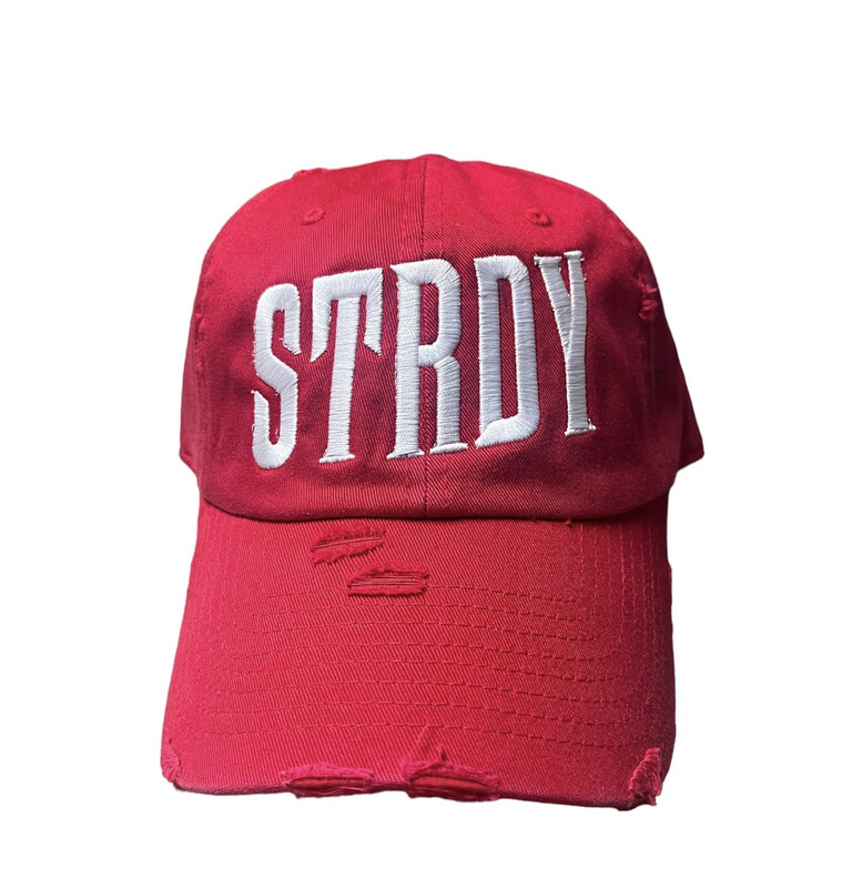STRDY RED & WHITE DENIM HAT