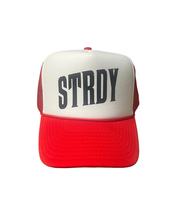 STRDY RED/WHITE TRUCKER HAT