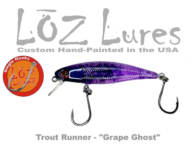 Trout Runner &quot;Grape Ghost&quot; SINGLE HOOKS
