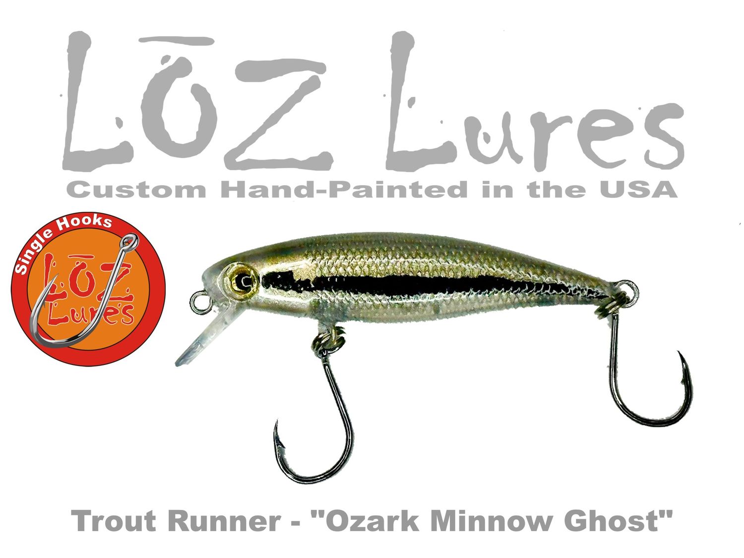 Trout Runner &quot;Ozark Minnow Ghost&quot; SINGLE HOOKS