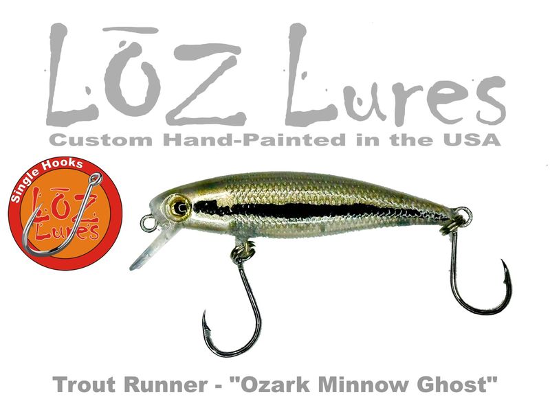 Trout Runner &quot;Ozark Minnow Ghost&quot; SINGLE HOOKS