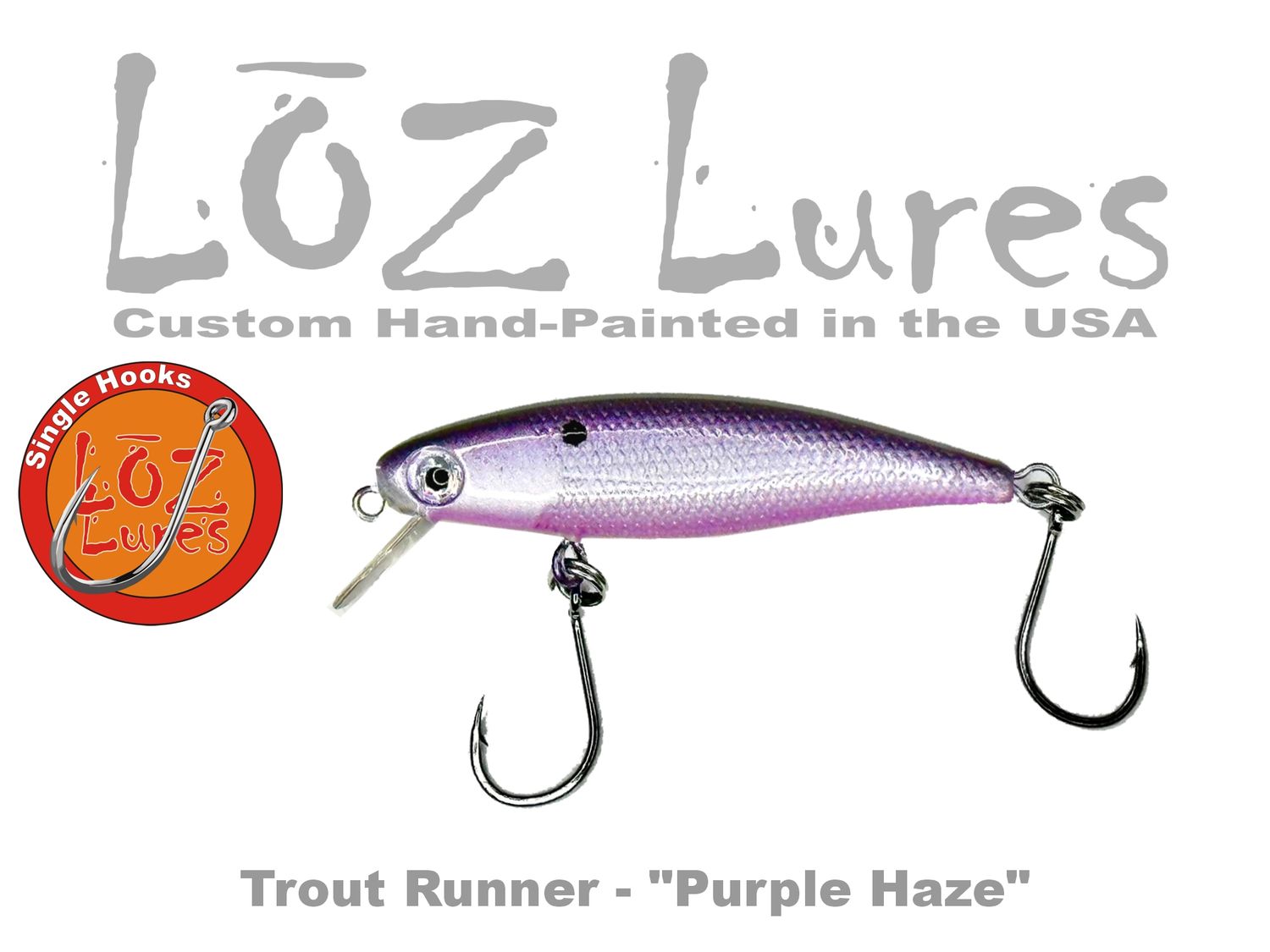 Trout Runner &quot;Purple Haze Shad&quot; SINGLE HOOKS