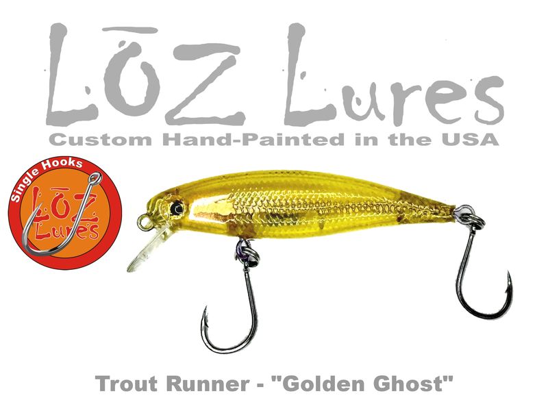 Trout Runner &quot;Golden Ghost Minnow&quot; SINGLE HOOKS