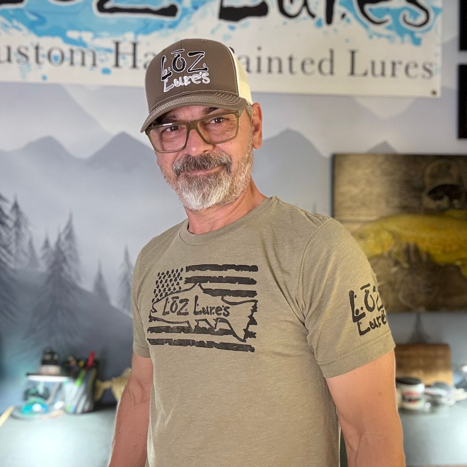&quot;Light Moss&quot; Hand-Carved LOZ Lures PREMIUM Shirt  (Athletic Fit)