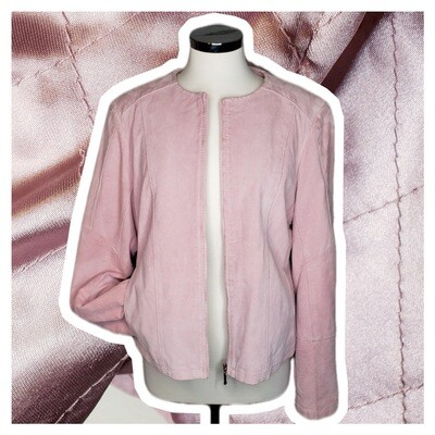 Vintage Jones New York Pink Suede Leather Jacket. Size L