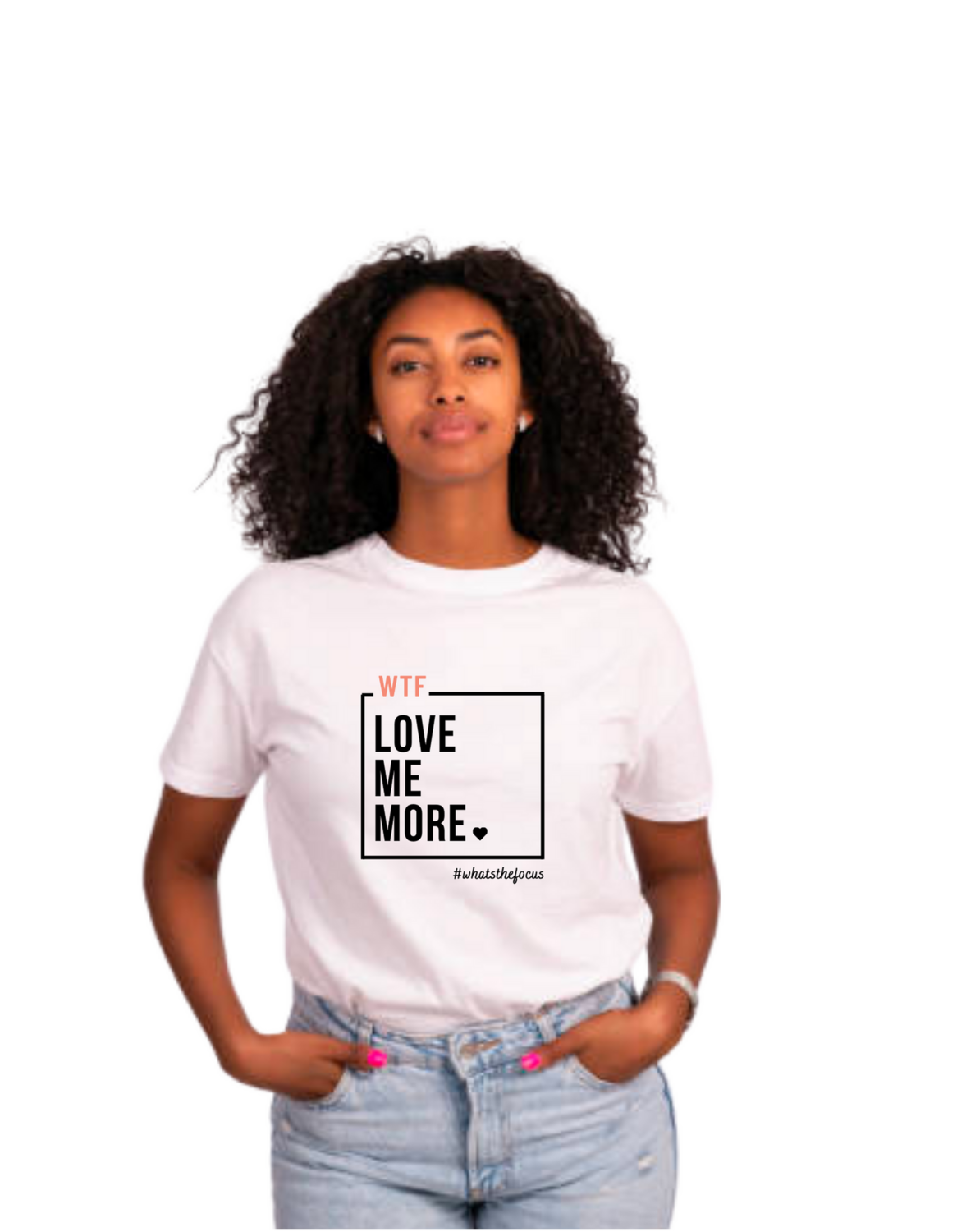 Love Me More - White & Coral Unisex Tee