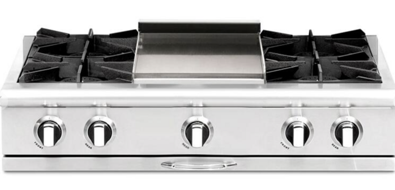Capital Range - Culinarian Series 36&quot; Inch Natural Gas Rangetop with Grill, Open Cast Iron Grates, &amp; Thermo-Griddle Plate