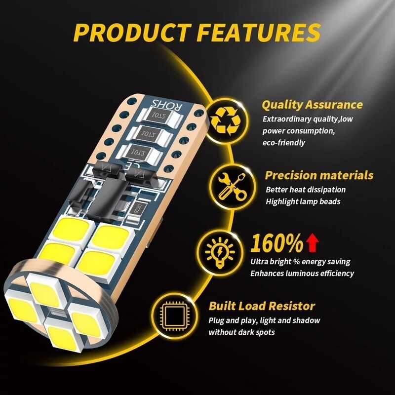 5pcs SUPER BRIGHT T10 501 W5W LED bulbs error free