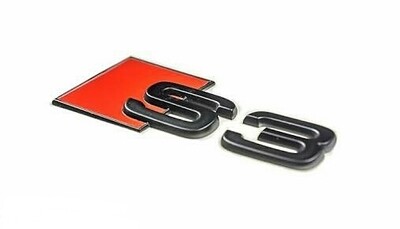 Audi S3 black replacement rear boot trunk badge emblem adhesive stick on